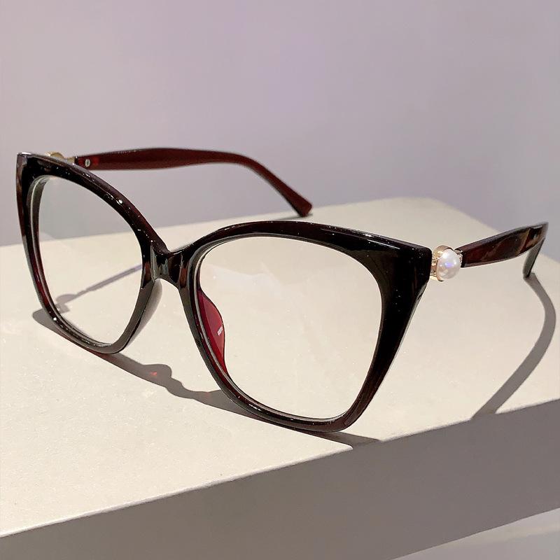 

New Premium Designer Retro Style Anti Blue Light Cat Eye Pearl Eyeglasses For Women Nearsighted Custom Prescription Vision Eyeglasses Frame