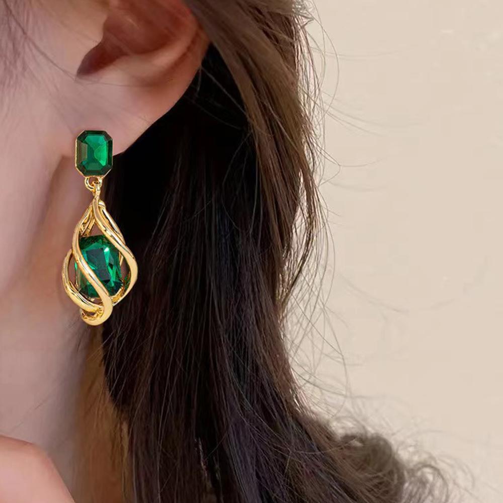 Non Pierced Green Blue Resin Clip On Earrings For Women Wedding Party Gift Geometric Jewelry Fake Piercing Ear Cuff Earring