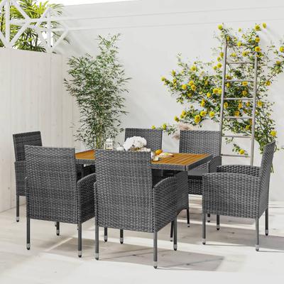 7-Piece Garden Furniture Set, Polyrattan, Grey