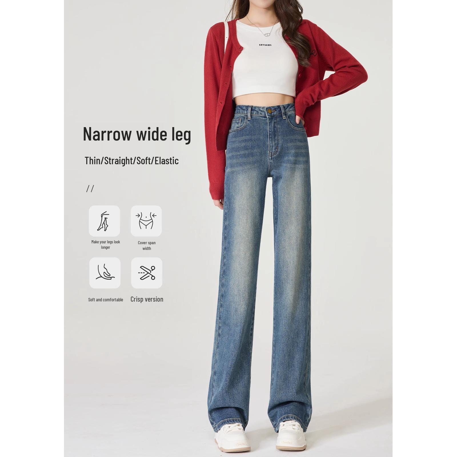 

Женские джинсы с высокой посадкой и широкими штанинами в стиле ретро для фигуры типа «груша» - Коллекция Весна 2025 32 for Weight 146-160 pounds