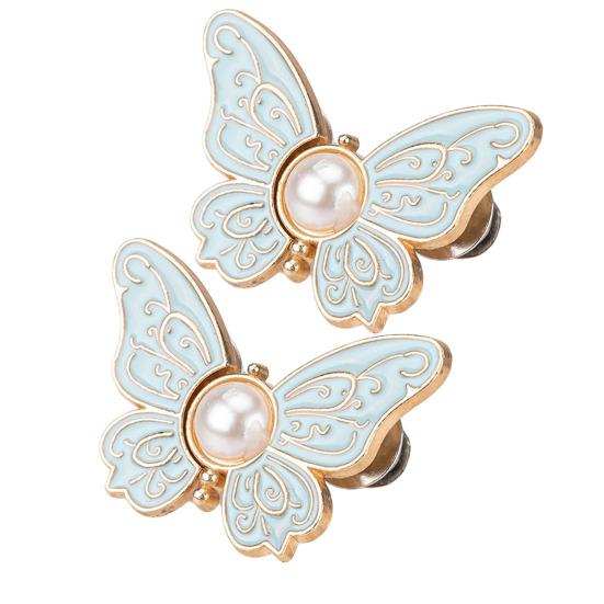 2Pcs Waist Butterfly Clips Reusable No Sew Pants Waist Tightener Buckle Clasp Detachable Butterfly Waist Cinching Button for Loose Jeans