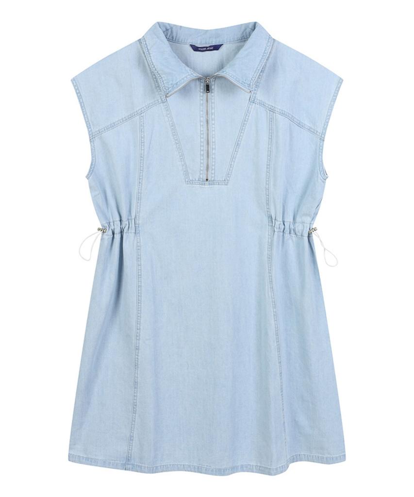 VANAKE Half-Zip Sleeveless Denim Dress_Vb37Dou203Z