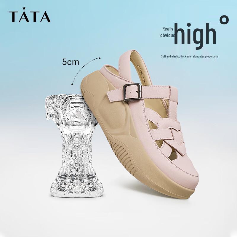 TATA Women s Thick-Soled Retro Roman Closed-Toe Sandals 36