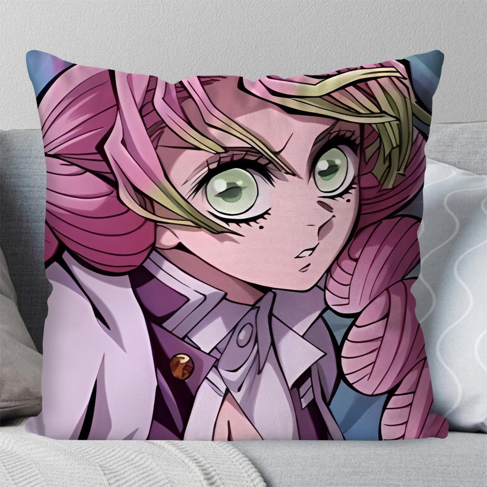 Kanroji Mitsuri Animation Demo Slayer Pillow Case Square Pillow Bedroom Sofa Leisure ComfortCarLiving Room Home Decoration 40X40