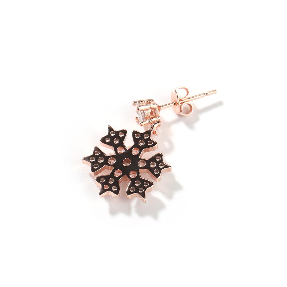 ins style hip hop Christmas snowflake stud earrings copper inlaid 3A zircon temperament stud earrings personalized simple earrings