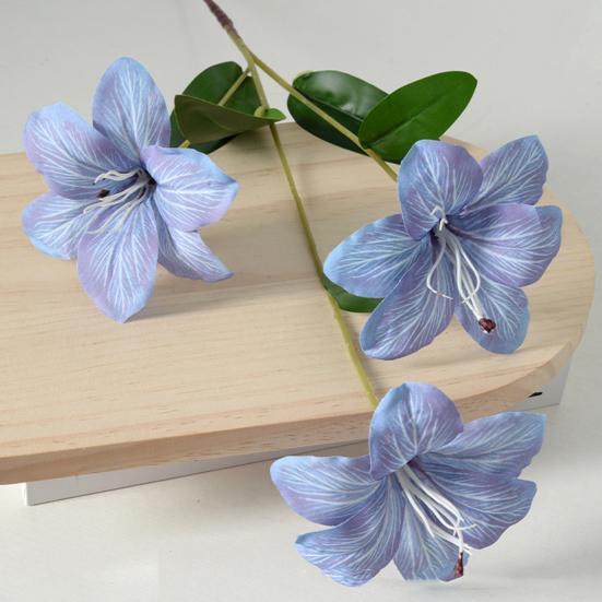 Artificial Lily Flower with 3 Heads Full Blooms Real Touch Fake Lily Flower