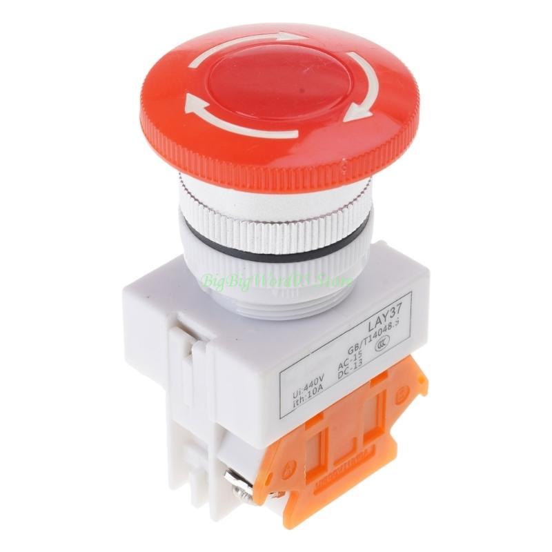 24TE 22mm 1NO 1NC DPST Emergency Stop Push Button Switch Red Mushroom Equipment E Stop Shut Off Switch AC 660V 10A