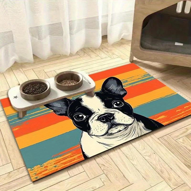 Boston Terrier Printed Pet Mat, Quick Dry Cat and Dog Pet Feeding Mat