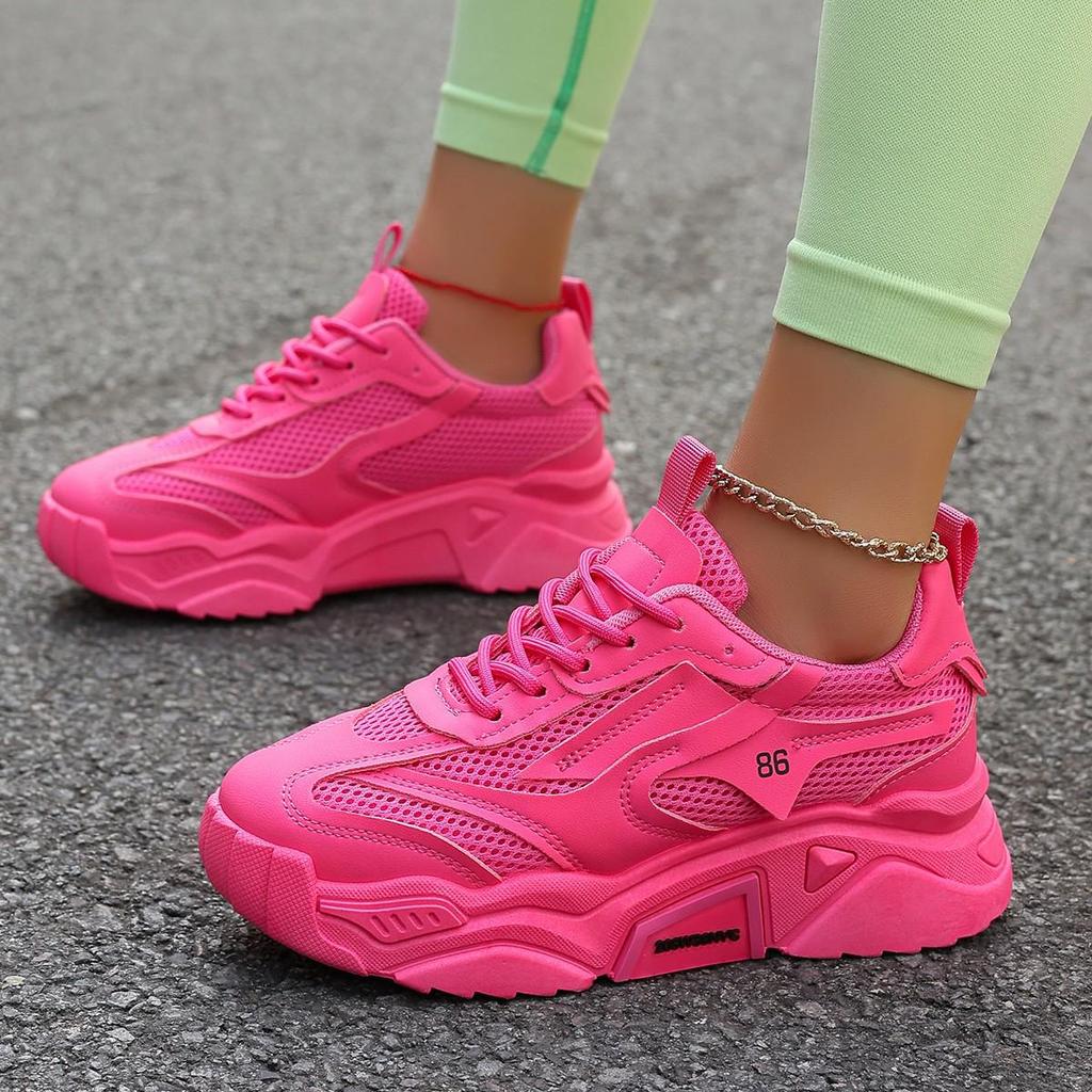 Modische Mesh-Dad-Schuhe für Frühling und Sommer – bonbonfarben, atmungsaktiv, mit dicker Sohle, vielseitige Sport-Sneaker