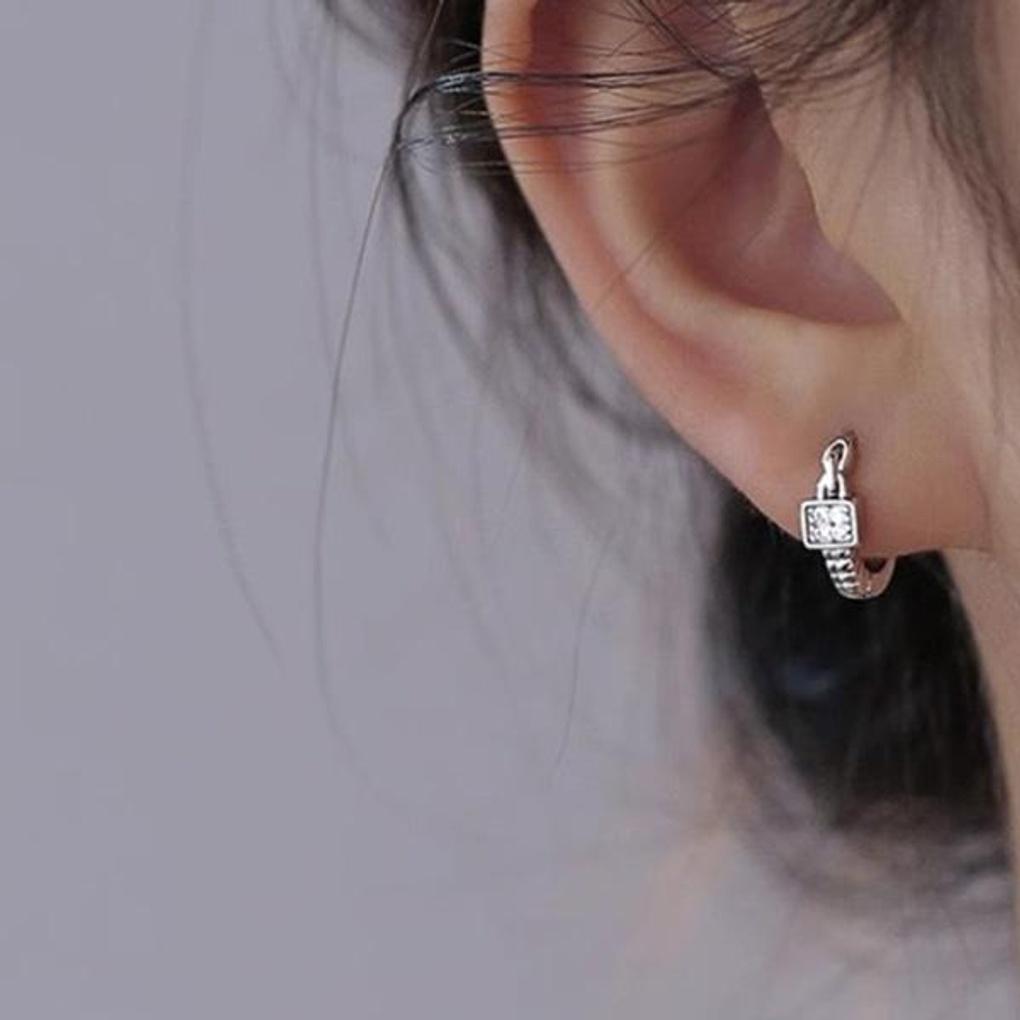 Women's Daily Silver Luxury Square Ring Earrings