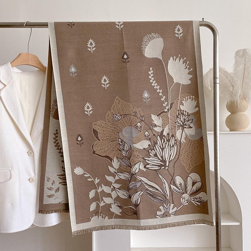 Imitation Cashmere Scarf Versatile Printed Warm Air Conditioner Shawl With High-End Fashion Scarf Women