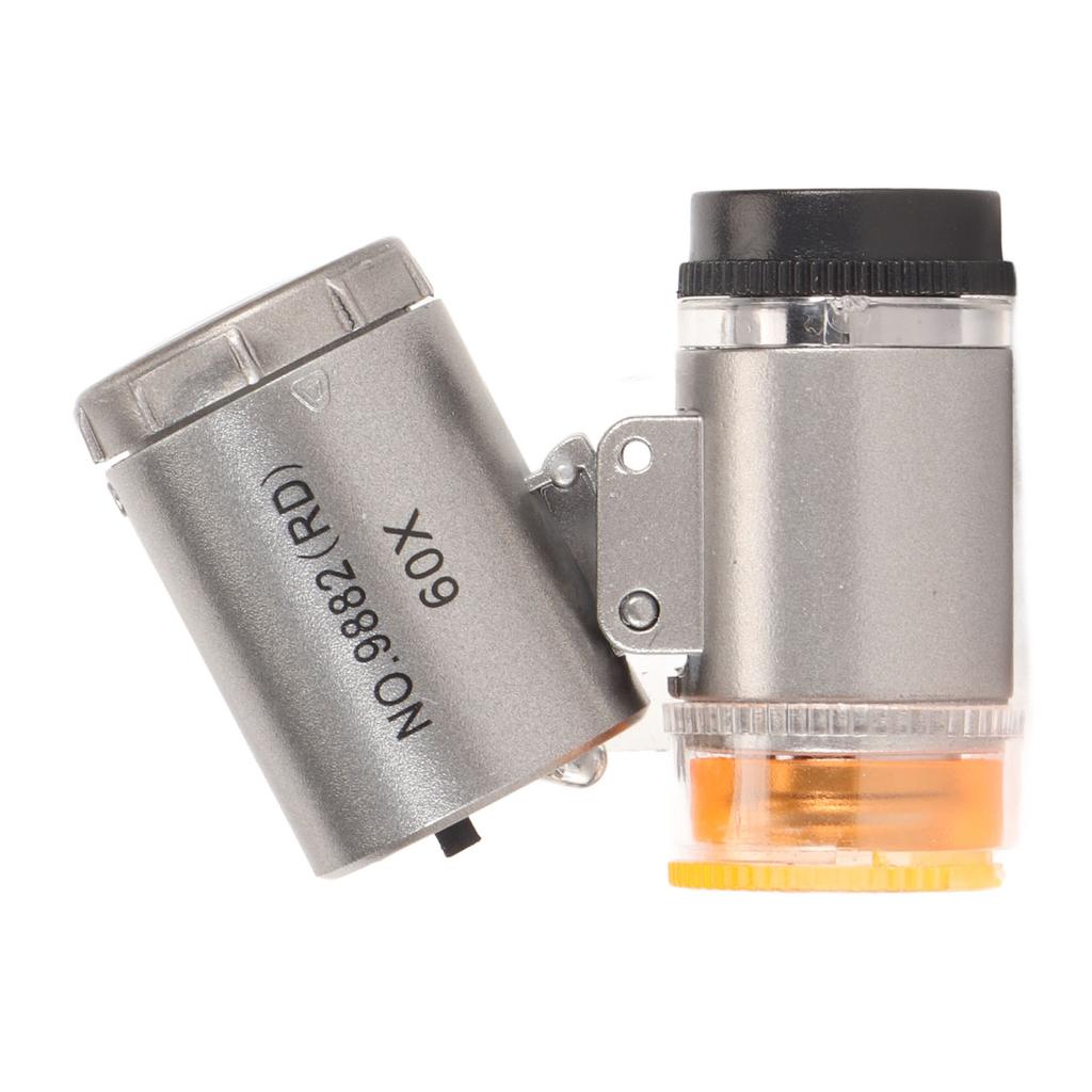 60X Mini Pocket Microscope Magnifier with LED Light Adjustable Portable Magnifying Glass UV Currency Detector for