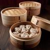 Cedar Chinese Steamer, 27cm, with Lid, 2-Tier Set, for Home and Commercial Use, Natural Wood