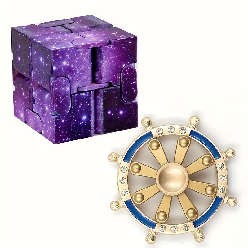 2 - Pack Fun Stress Relief Toys: Metal Fingertip Spinner & Infinite Rubik's Cube - Great for Office, Home & On - the - Go Use
