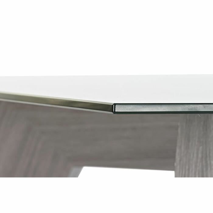 Table De Salle À Manger - 160x90 Cm - Verre Gris Transparent - Bois MDF - Design Contemporain