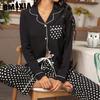GMXIA Homewear Suit Autumn and Winter Models Polka Dot Long-sleeved Cardigan Shirt Trousers Pajamas Two-piece Set