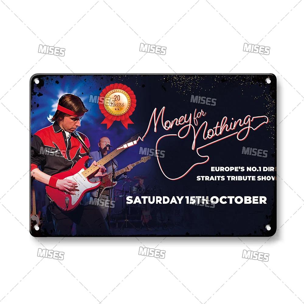 MISES Rock Band Metal Poster DIRE STRAITS Band Decorative Plate Metal Sign Rusty Metal Plaque Home Club Kitchen Metal Tin Sign
