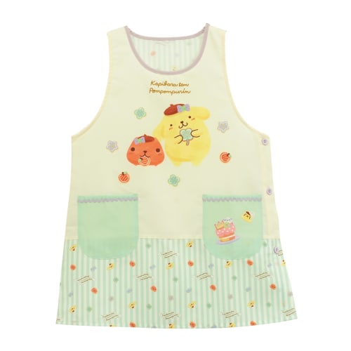 ON NISHIKI Capybara and Pompompurin Apron for Nursery Teachers, Women's, Adult, Side Buttons, Quick-Drying, Wrinkle-Resistant, Character Apron (kpa439