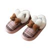 New cute rabbit plaid bow cotton shoes home indoor girl heart plaid cotton slippers