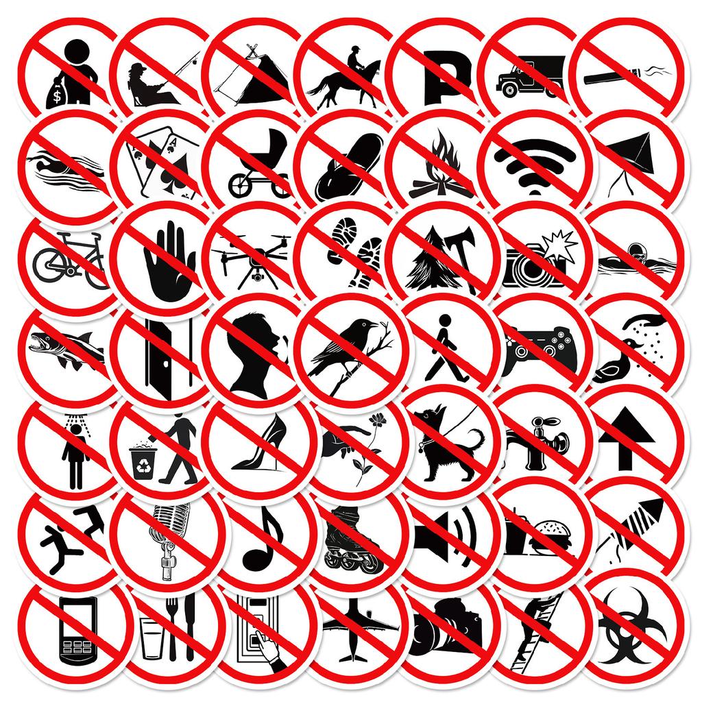 New 50 Prohibited Logo Stickers Creative Fun Waterproof Stickers