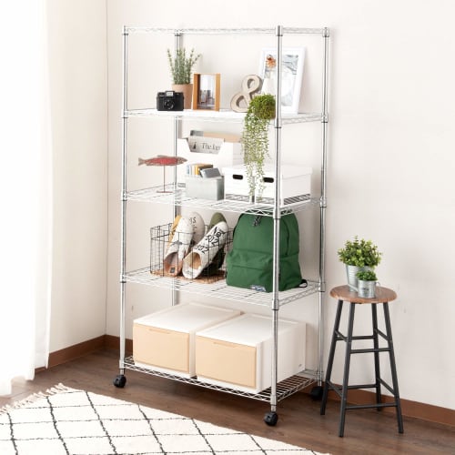 Doshisha Luminus Compatible Metal Luminus Rack, 90cm Wide, 5 Shelves, Steel Storage Shelving, 90cm Wide x 46cm Deep x 180cm High, 400kg Load Capacity,