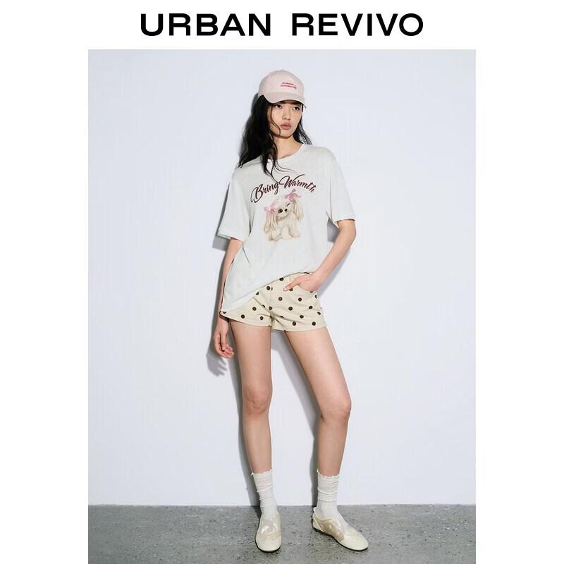 UR Women s Urban Cute Rhinestone Print Round Neck Short Sleeve T-Shirt XS