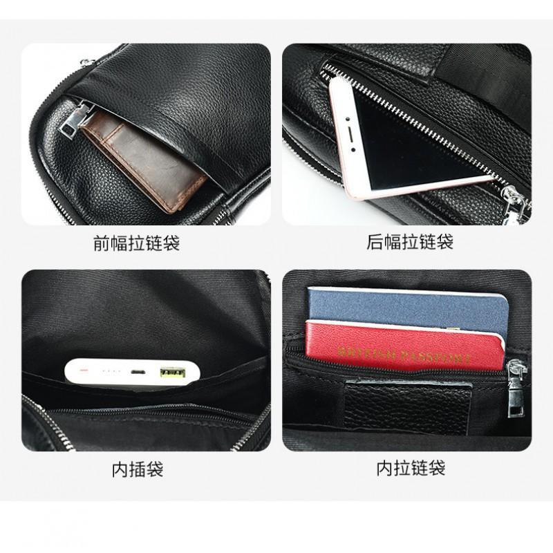 Simple Leather Chest Bag Men With A High-end Feel Top Layer Cowhide Crossbody Shoulder Men's Casual Versatile