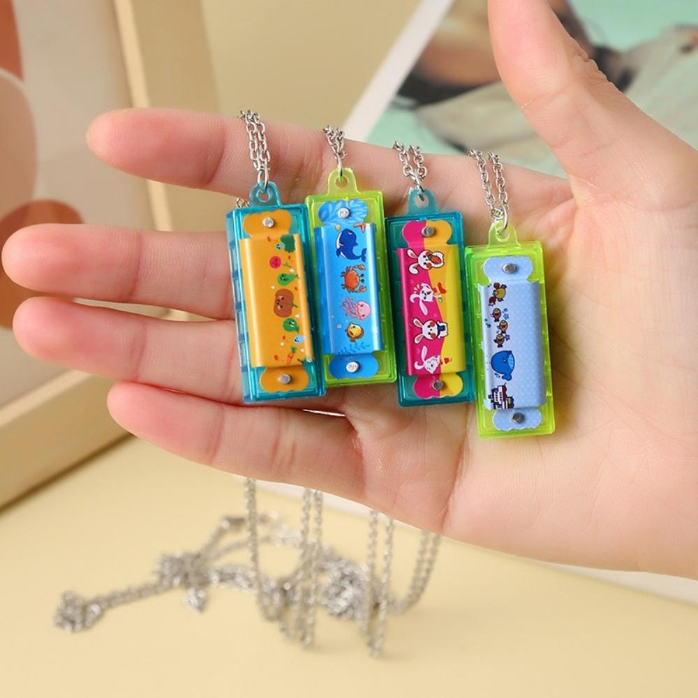 10pcs Mini Necklace Harmonica Cartoon Developmental Toys  Kindergarten School Gift Pack