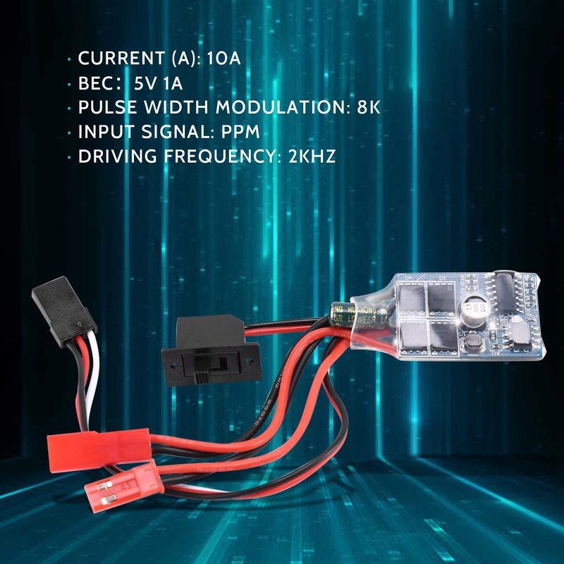 AA92-Rc ESC 10A Brushed Motor Speed Controller For 1/16 18 Rc Car Boat Tank