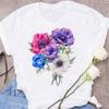 Women's Tops Fashion Flower Floral Print Lady T-shirt Casual Short Sleeve Aesthetic Clothes Shirt T-shirts Female Tops Tees
