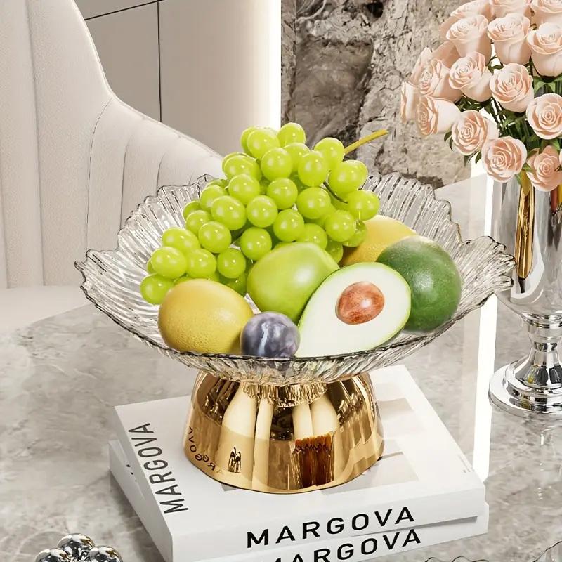 Transparent High-Foot Fruit Plate Home Living Room Coffee Table Light Luxury High-End Fruit Basin  Candy Snack Display Plate