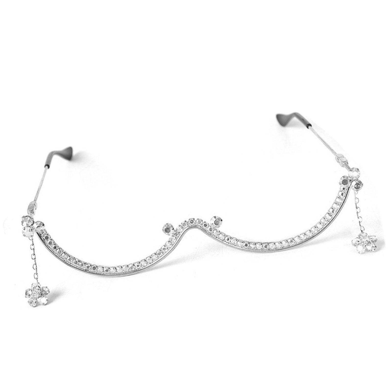 

Fashionable Eyeglass Frame Shimmering Rhinestones Practical Metal Construction Ideal For Work Or Social Event