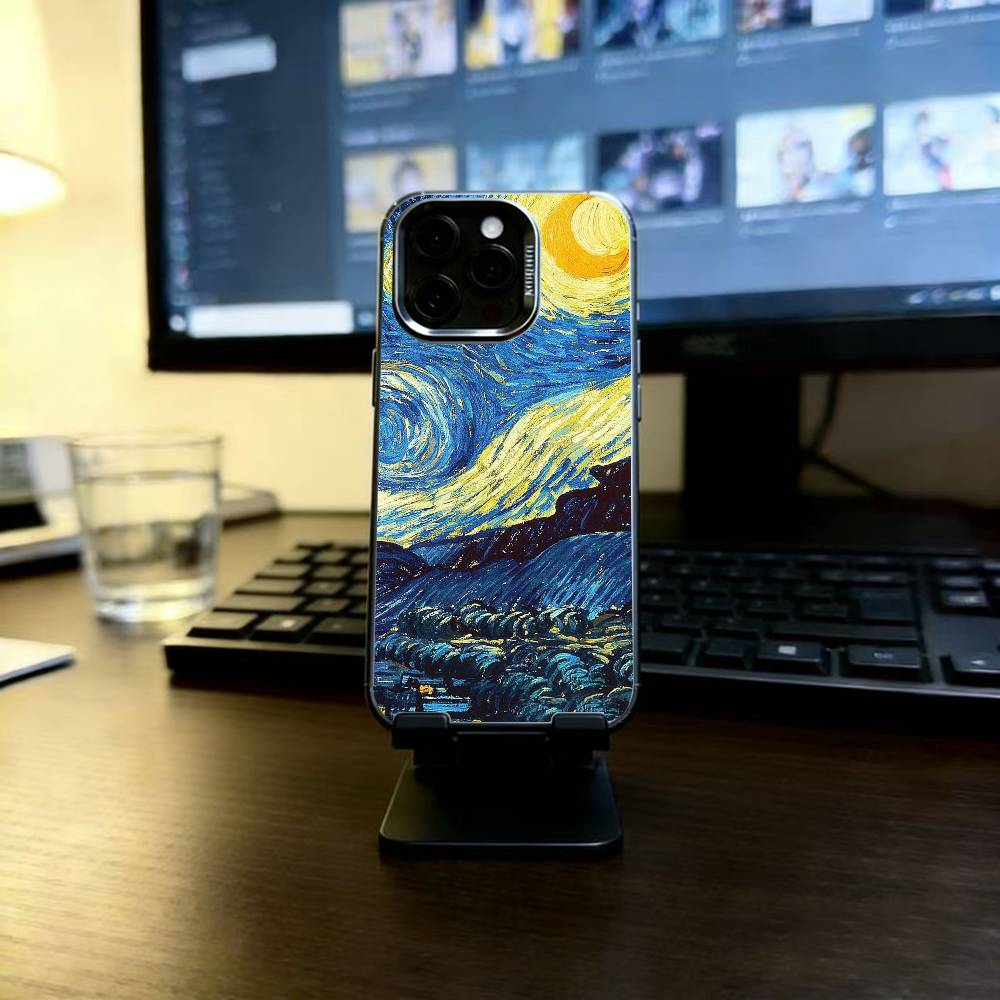 Van Gogh Starry Sunflowers Phone Case For iPhone 17,16,15,14,13,12,11 Plus,Pro Max,XS,Colorful Silver Phone case Funda Cover