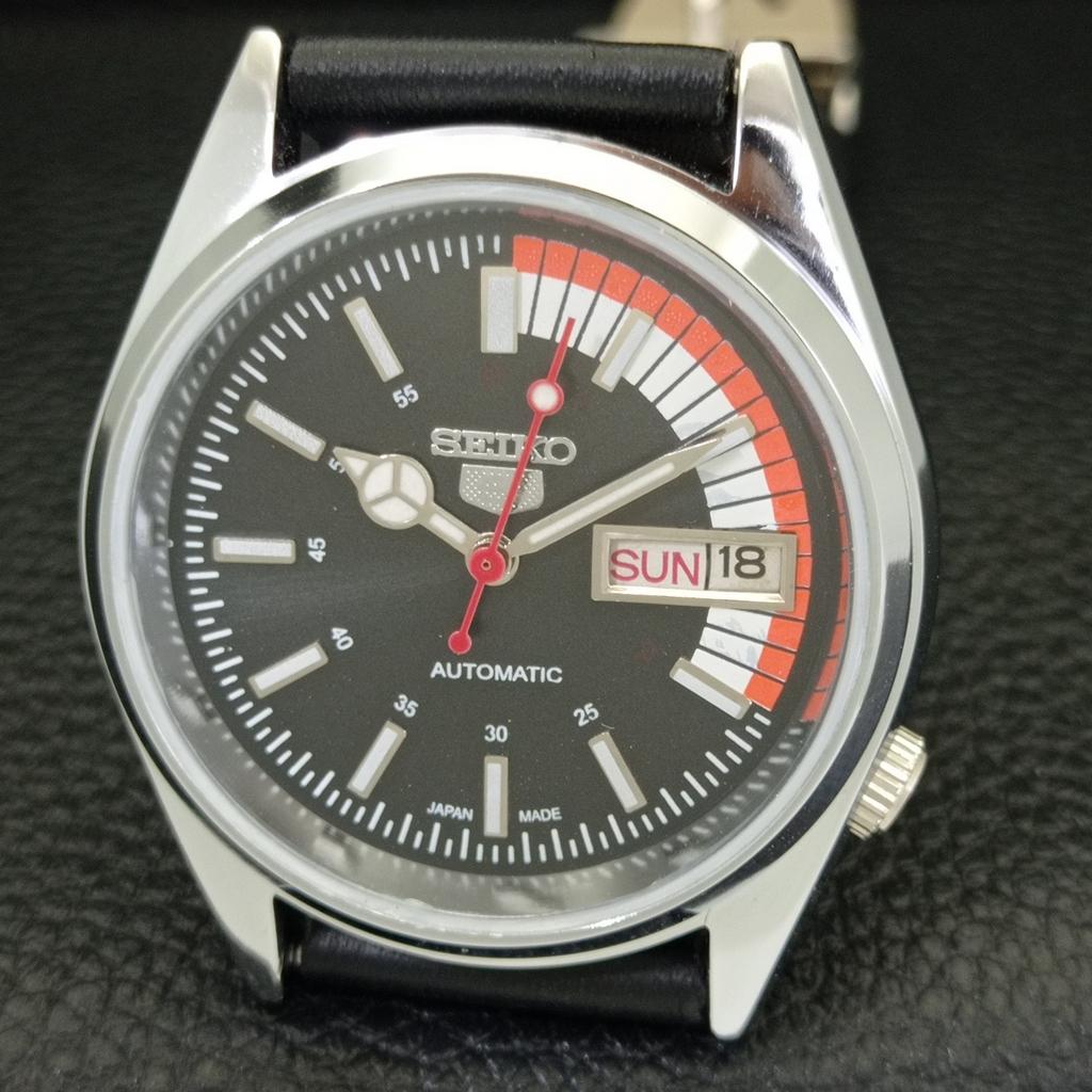 VINTAGE REFURBISHED SEIKO 5 AUTOMATIC 6309A JAPAN MENS BLACK WATCH a441107-4 Sk-a441107