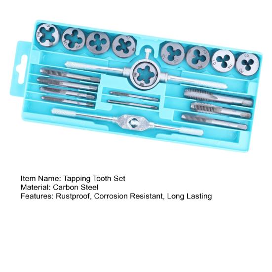 Metal Carbon Steel Tapping Tooth Set with Storage Box Durable Wear-Resistant High Precision Wide Size Range Tapping Tooth Kit