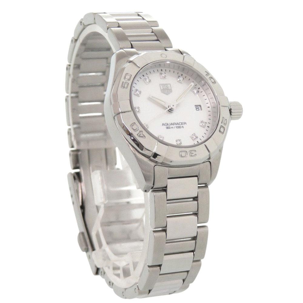 Used AUTHENTIC TAG HEUER WAY1413.BA0920 Aquaracer 11P Diamond SS Quartz Wristwatch
