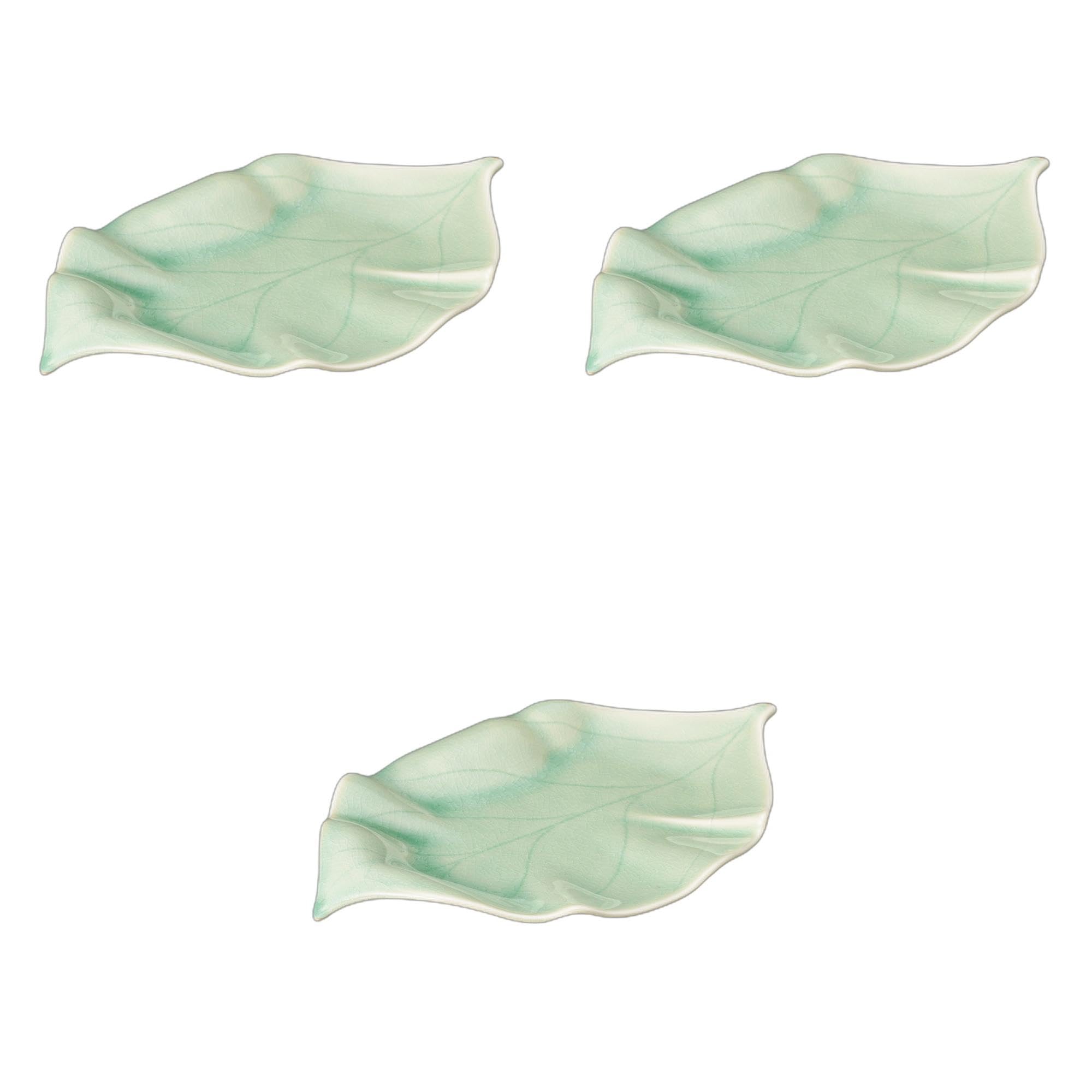 

Набор из 3 керамических тарелок Young с пепельной глазурью Vidro x x Керамические тарелки от Setomonohonpo в форме листа [25.3 17.7 3.1 см]