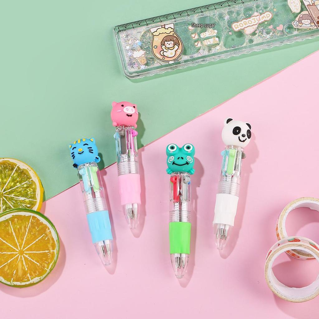 Korean Cute Animal Head 4-Color Click Ballpoint Pen