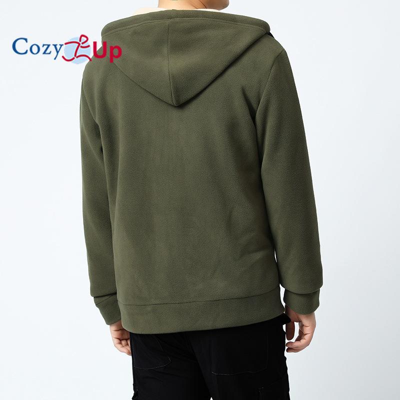 Cozy Up Men's Fleece Hoodie Sherpa Jacket Full Zip Warm Fuzzy Windproof Winter Coats Hooded Outwear