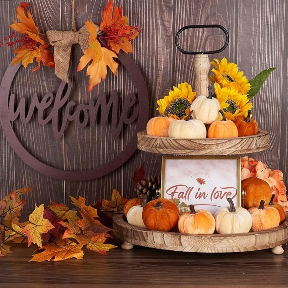 10pcs Artificial Pumpkins Mixed for Halloween Party Thanksgiving Home Table Decoration Autumn Fall DIY Craft Wreath
