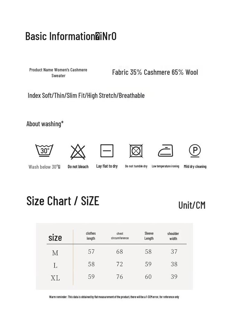 Fanzhen Women's High-Neck Slim Fit Cashmere Sweater