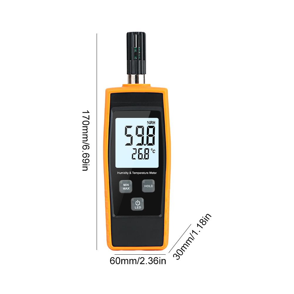 Digital Handheld Electronic Humidity Thermometer High Precision Thermo-Hygrometer Backlight LCD Room Thermometer Max Min Records