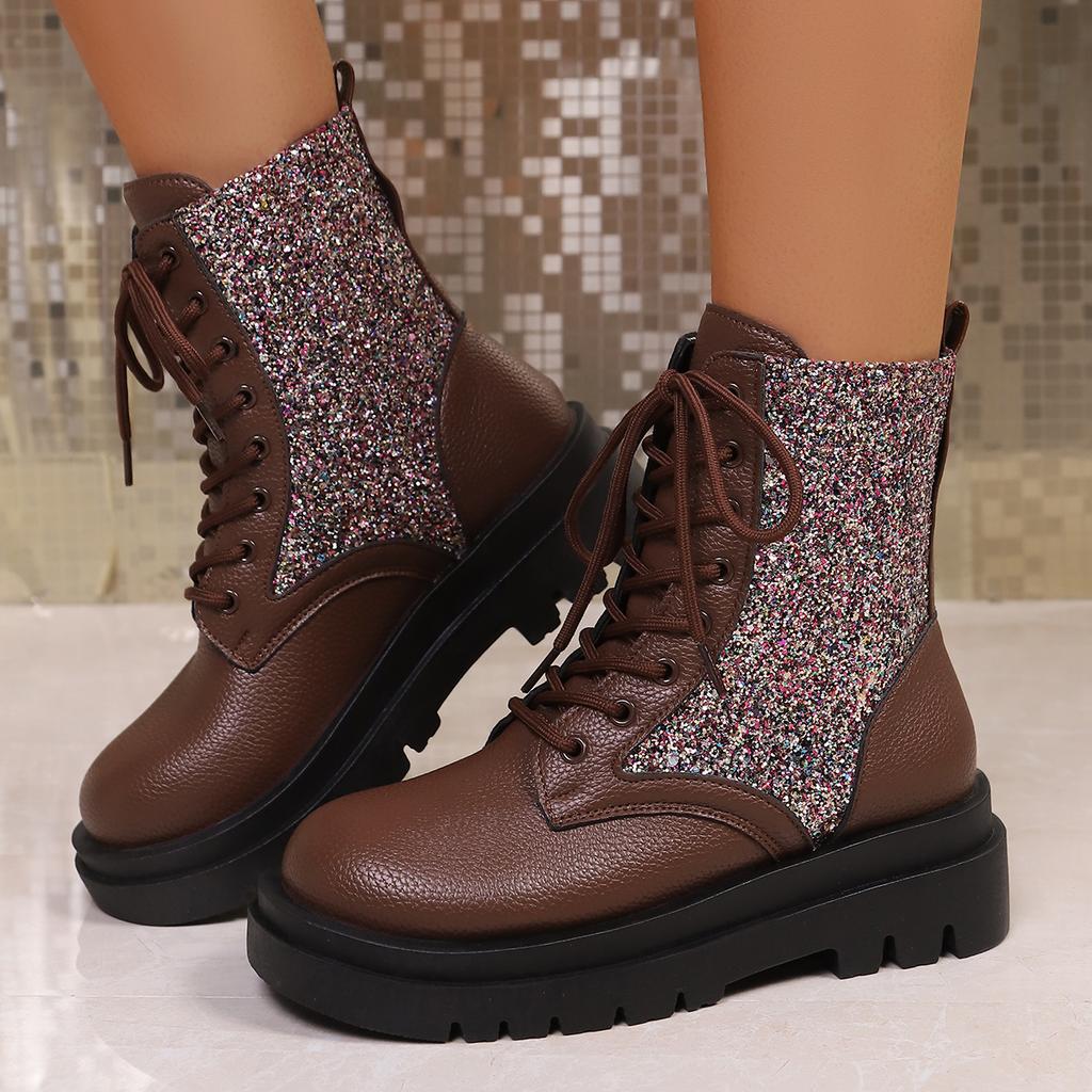 Mode 2025 Damen Plateau Stiefel Outdoor Plateau Leichtgewichtige Neue Stiefeletten Mode Herbst Neue Retro Schuhe Damen Zapatos De Mujer