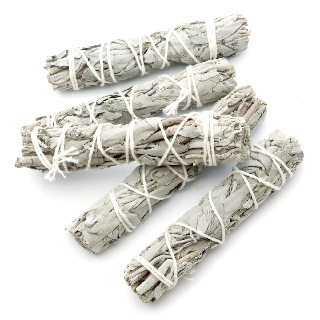 GOLD STONE white sage wand bundle slim type approx. 6-12g California sage organic herb white sage 5 pieces белый