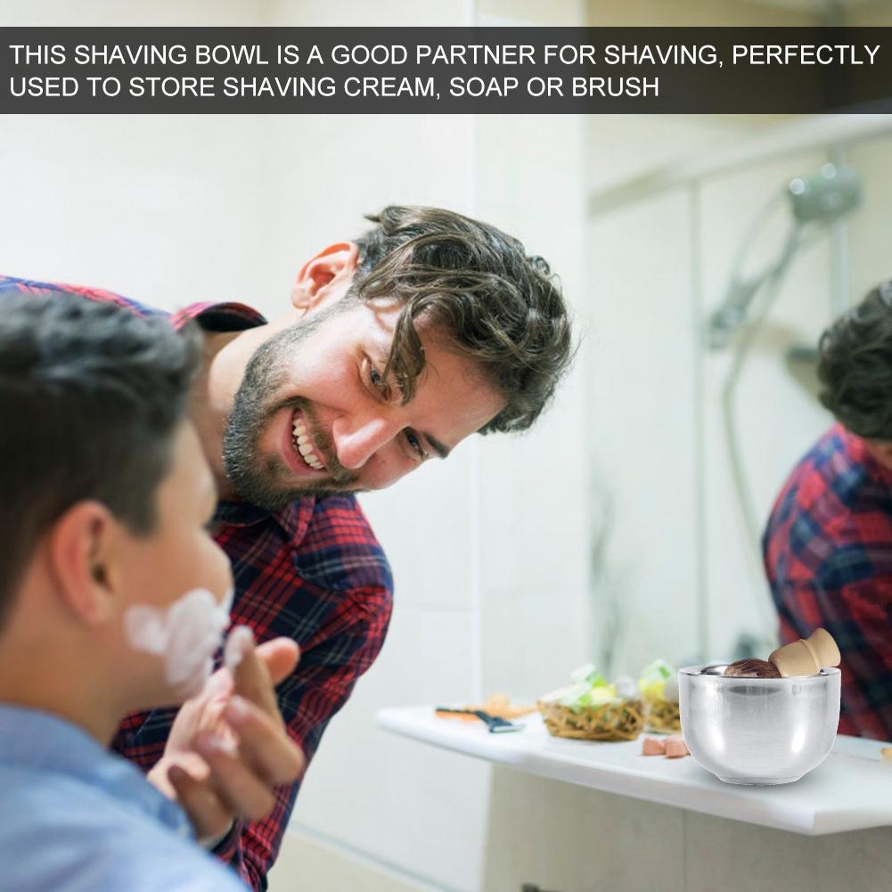 Durable Men s Stainless Steel Hairdressing Shaving Cream Soap Mug Bowl Cup Tool