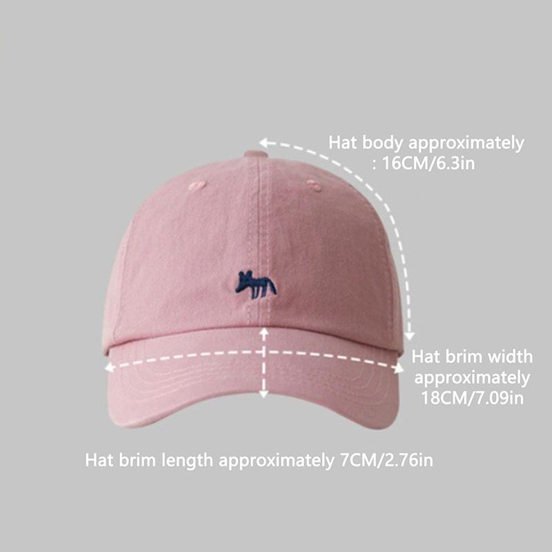 1 Pc Casual Cute Embroidered Little Foxes Baseball Cap Hat Women Men  Outdoor Sunscreen Hat Cap