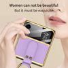 For Samsung Galaxy Z Flip 3 5g Case Original Case Luxury Plating Leather Strap Ring Stand Hard Cover For Samsung Z Flip 3 5g