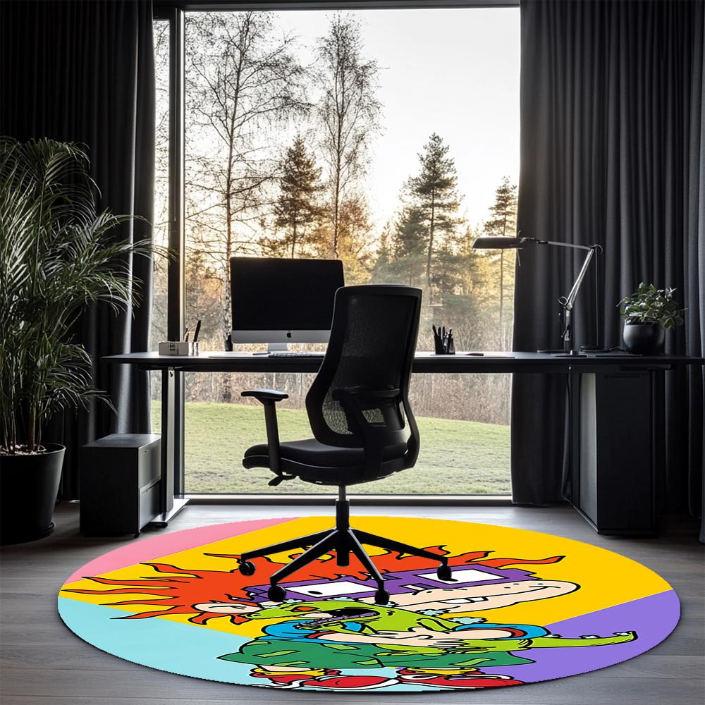 Rugrats Printed Round Rug Carpet Chair Rug Area Rug Entryway Doormats,for Office Chair Living Room Bedroom Kitchen Room.