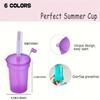 Colorful Neon Sipper Cups with Lids and Straws Spill Proof Plastic Party Drinkware for Kids School Events Birthday Celebrations
