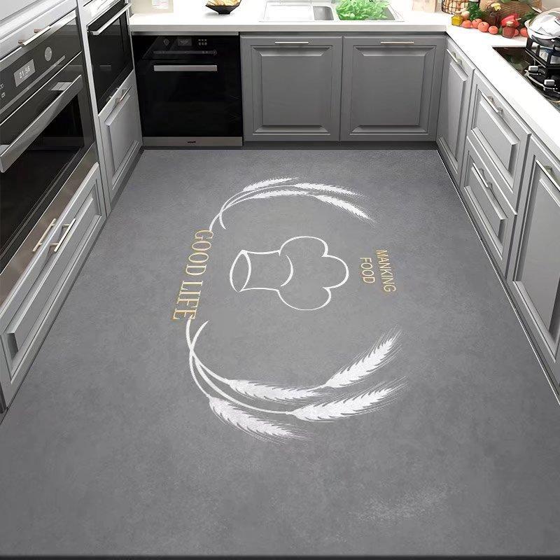 Kitchen Oil-proof and Non-slip Rug PVC Leather Carpets Dirt-resistant Door Mats Simple Balcony Rugs Bathroom Waterproof Carpet
